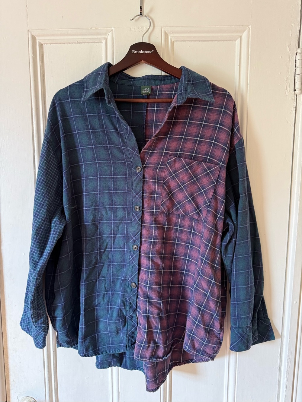 wild fable Two-Tone Plaid Button-Up Shirt - Blue & Burgundy